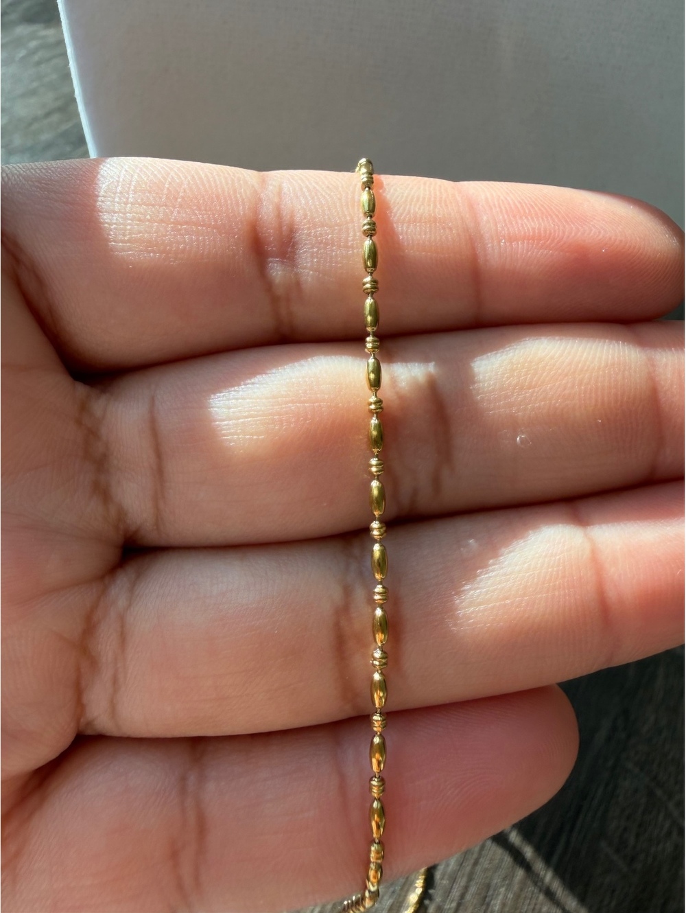 Non-Tarnish 18K Gold Plated Beaded Chain Necklace - Picture 2 of 4